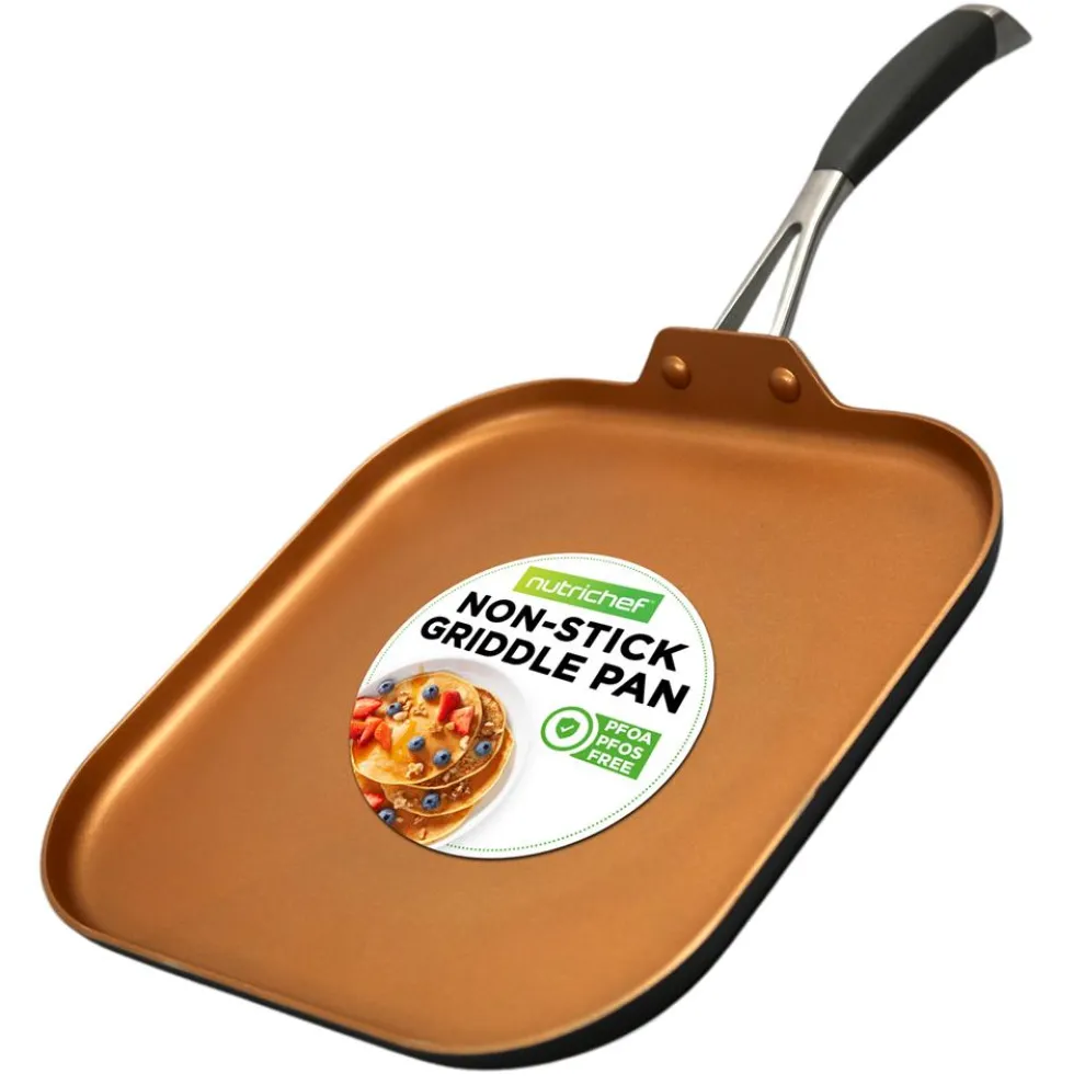 Copper Griddle Pan Non-Stick Coating Silicone Handle