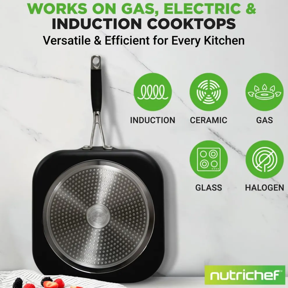 Copper Griddle Pan Non-Stick Coating Silicone Handle