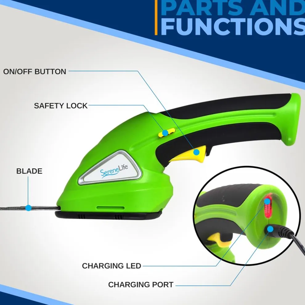 Cordless Grass Cutter & Hedge Trimmer, Rechargeable, Quick Change Blades, Green