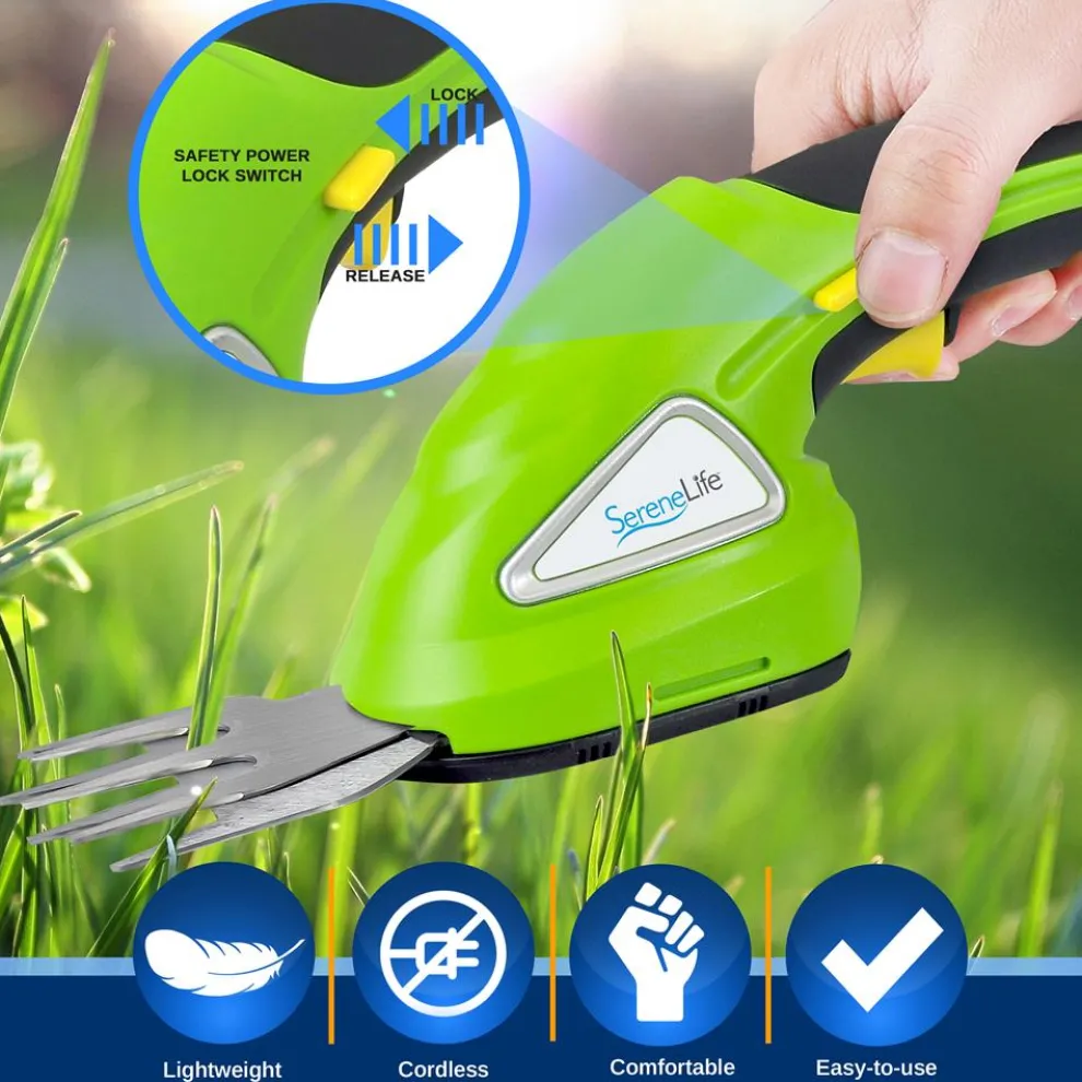 Cordless Grass Cutter & Hedge Trimmer, Rechargeable, Quick Change Blades, Green