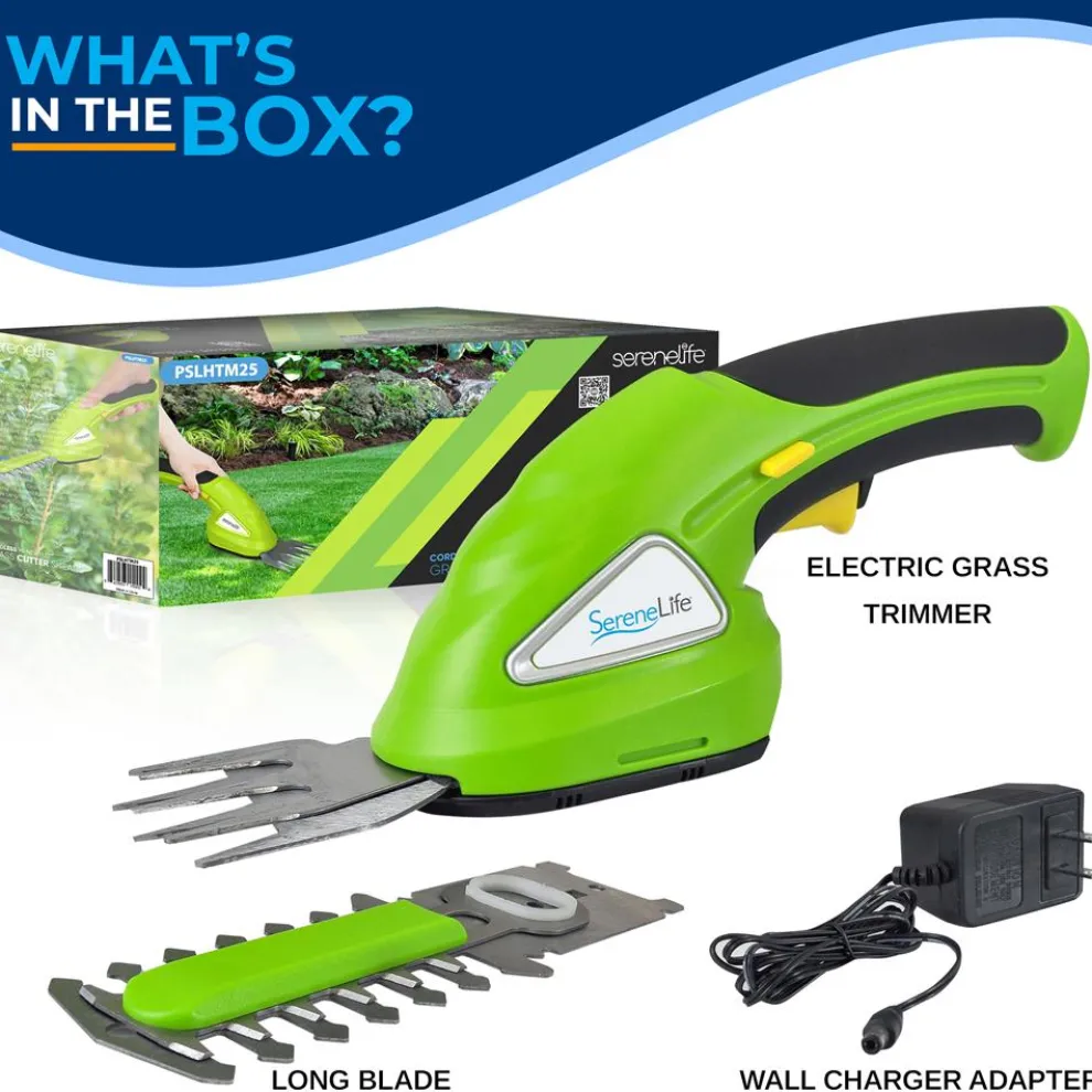 Cordless Grass Cutter & Hedge Trimmer, Rechargeable, Quick Change Blades, Green