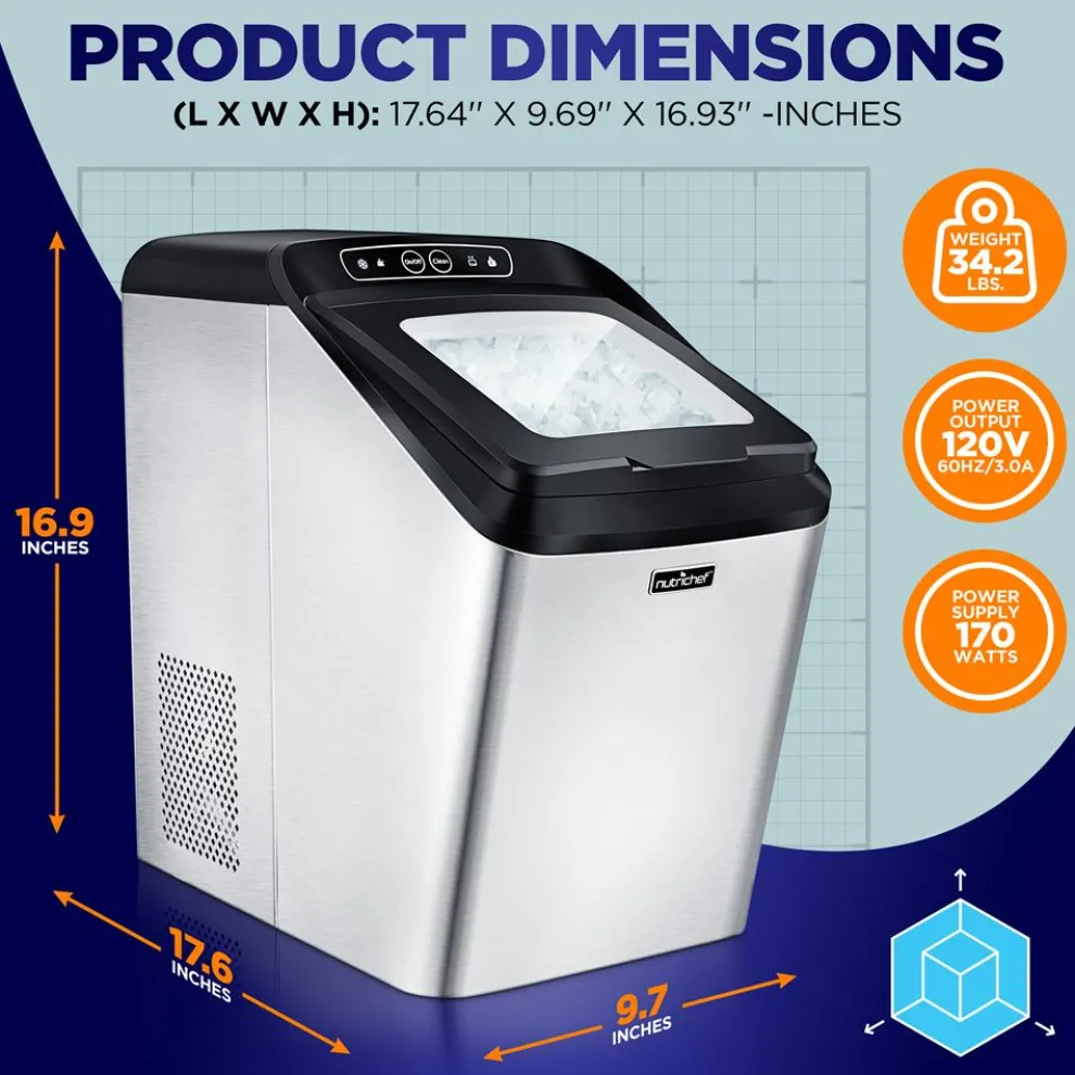 Countertop Nugget Ice Maker - Fast 26 lbs/Day, Stainless Steel