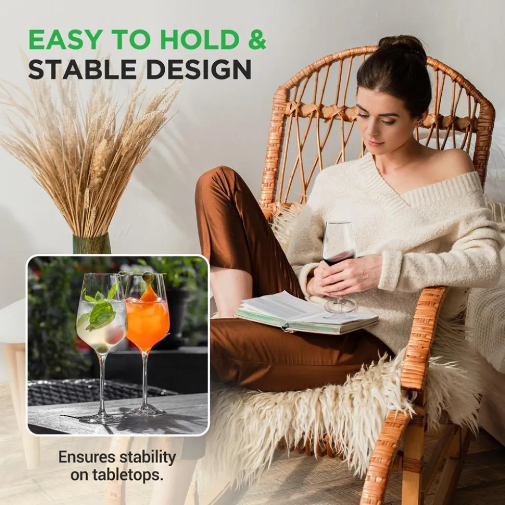 Crystal Wine Glasses - Elegant Design, Lead-Free Crystal, Dishwasher Safe