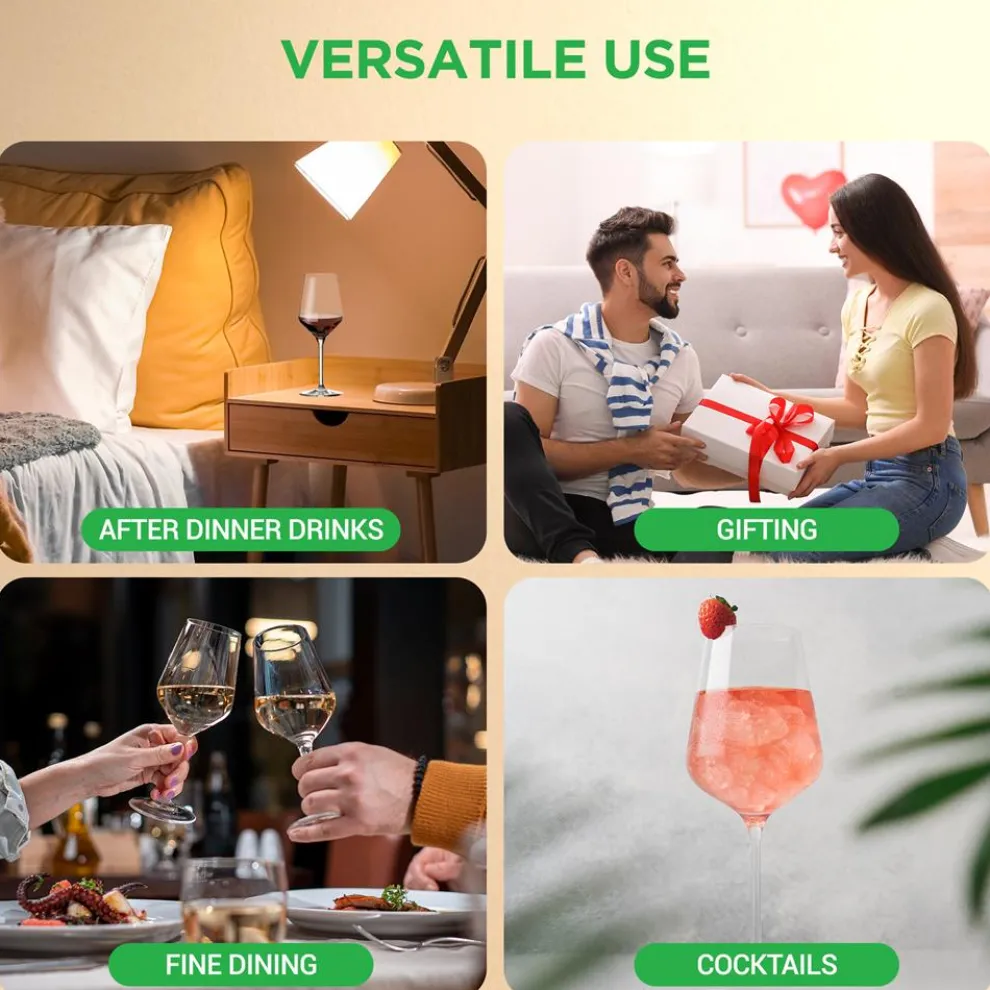 Crystal Wine Glasses - Elegant Design, Lead-Free Crystal, Dishwasher Safe