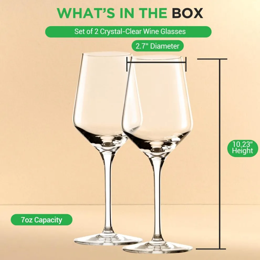 Crystal Wine Glasses - Elegant Design, Lead-Free Crystal, Dishwasher Safe