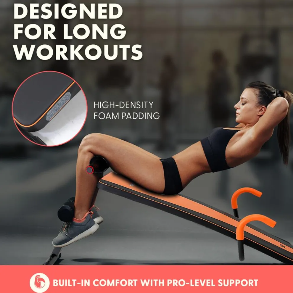 Decline Situp Bench for Abs, 5-Level Adjustable, Steel, Red