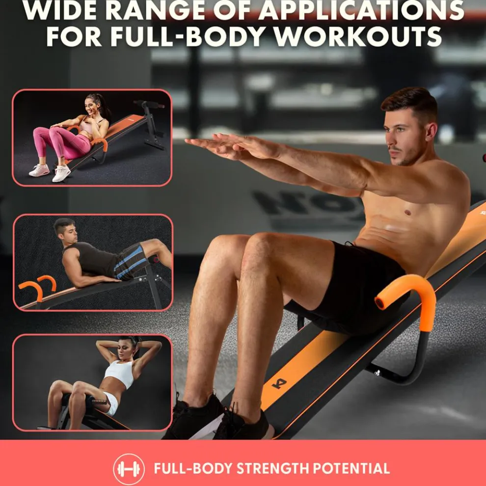 Decline Situp Bench for Abs, 5-Level Adjustable, Steel, Red