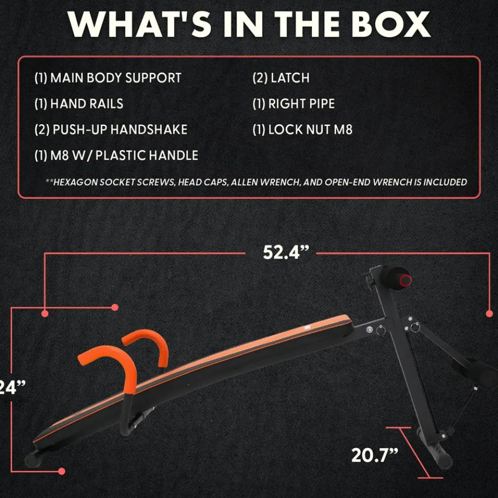 Decline Situp Bench for Abs, 5-Level Adjustable, Steel, Red