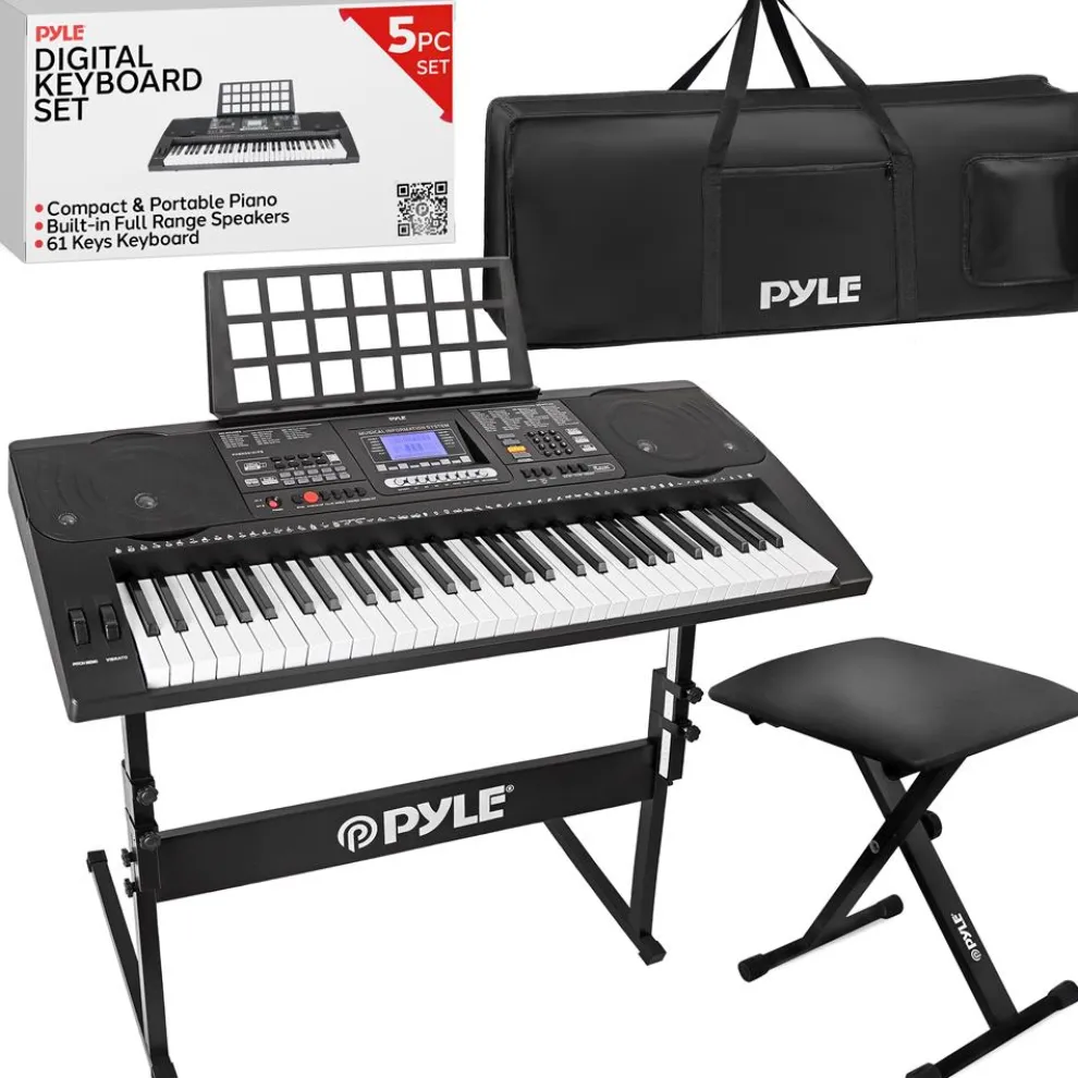 Digital Karaoke Piano 61-Key Portable with Speakers & Waterproof Case