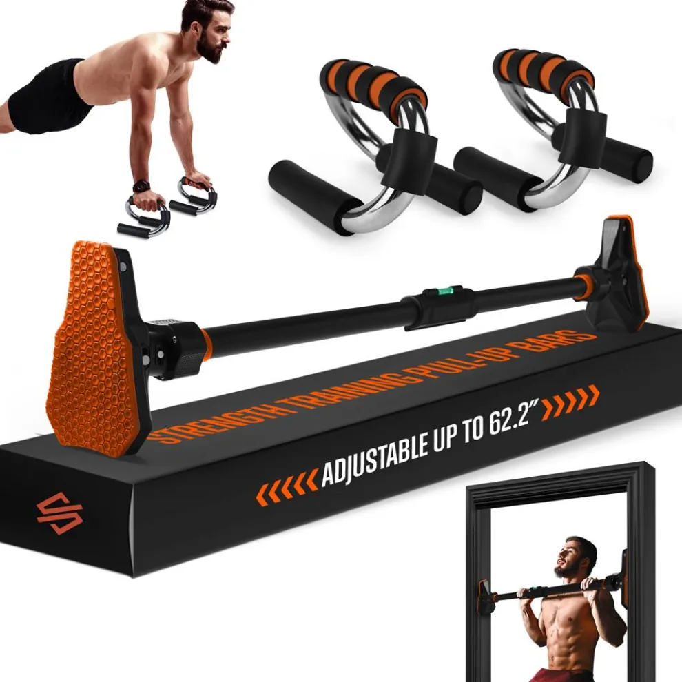 Doorway Pull-Up & Push-Up Bars Set, Adjustable, Anti-Skid, Home Gym