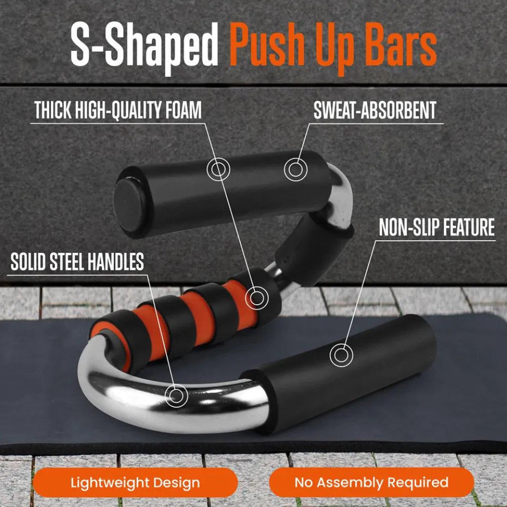 Doorway Pull-Up & Push-Up Bars Set, Adjustable, Anti-Skid, Home Gym Equipment