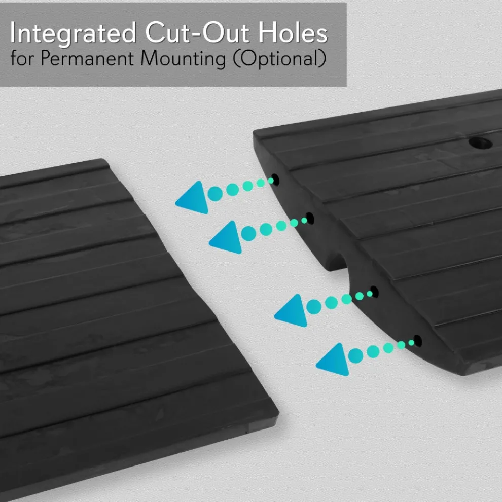 Driveway Curb Ramp - 11,000 lb Capacity, Heavy Duty Rubber, 4 ft Length