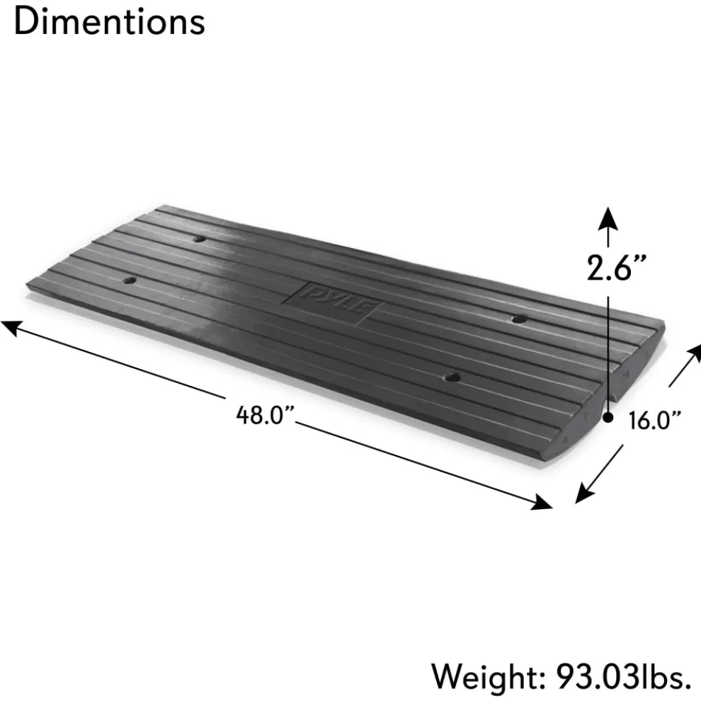 Driveway Curb Ramp - 11,000 lb Capacity, Heavy Duty Rubber, 4 ft Length