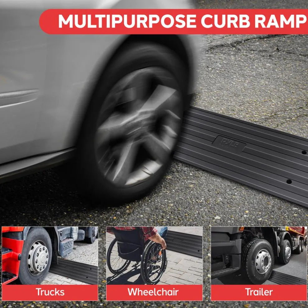 Driveway Curb Ramps 11,000lb Capacity Heavy Duty Rubber 4ft 2pc Set