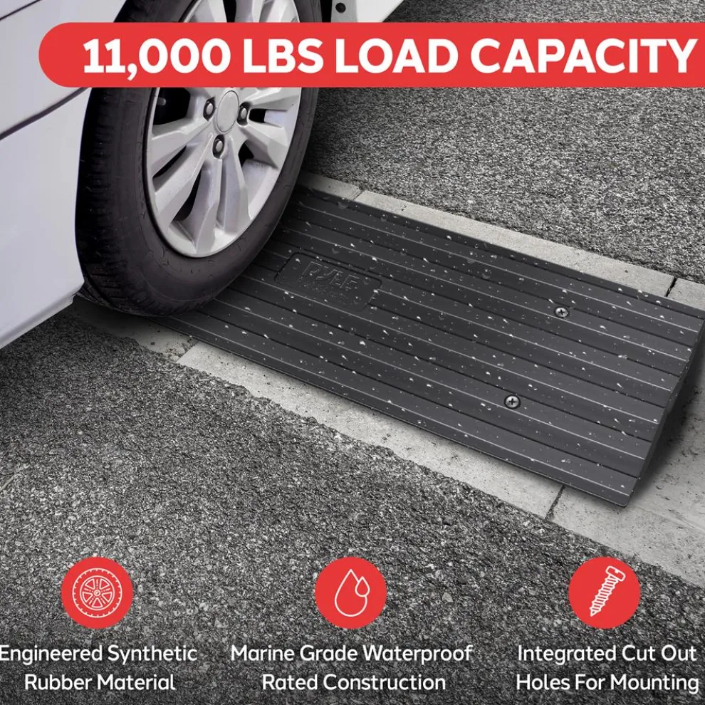 Driveway Curb Ramps 11,000lb Capacity Heavy Duty Rubber 4ft 2pc Set
