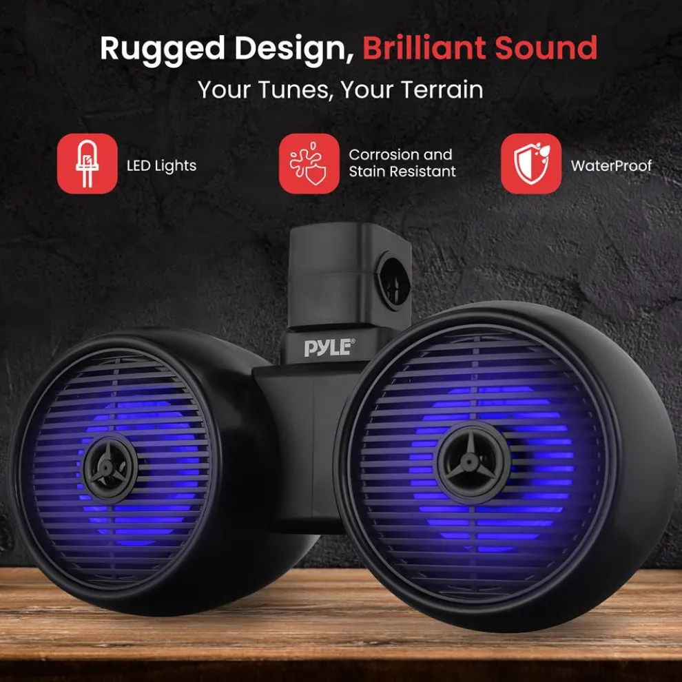 Dual Bluetooth Marine Speakers - Waterproof 200W LED 6.5