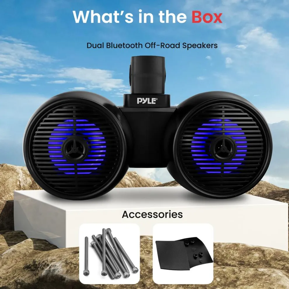 Dual Bluetooth Marine Speakers - Waterproof 200W LED 6.5