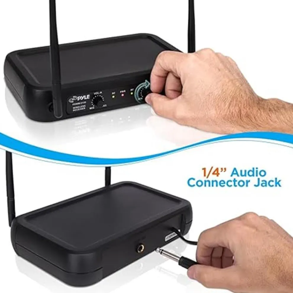 Dual Channel Wireless Mic System - Clear Sound, Adjustable Volume, VHF