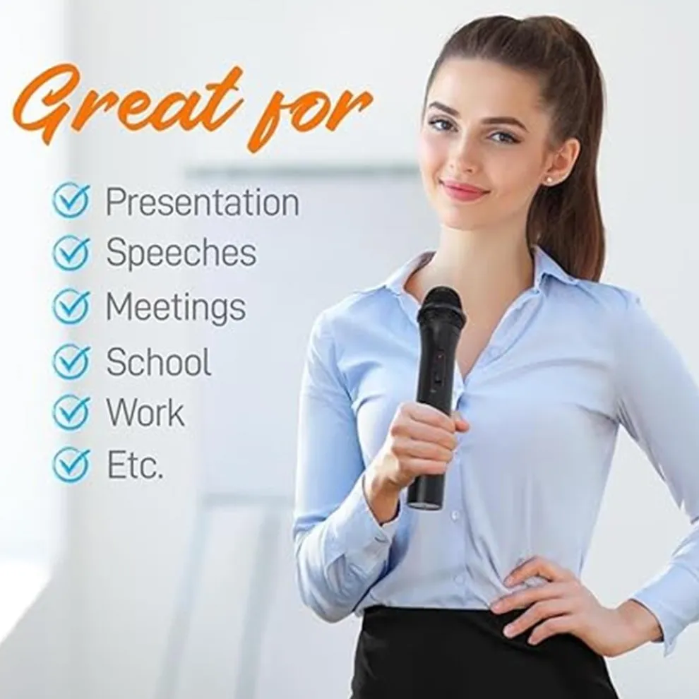 Dual Channel Wireless Mic System - Clear Sound, Adjustable Volume, VHF