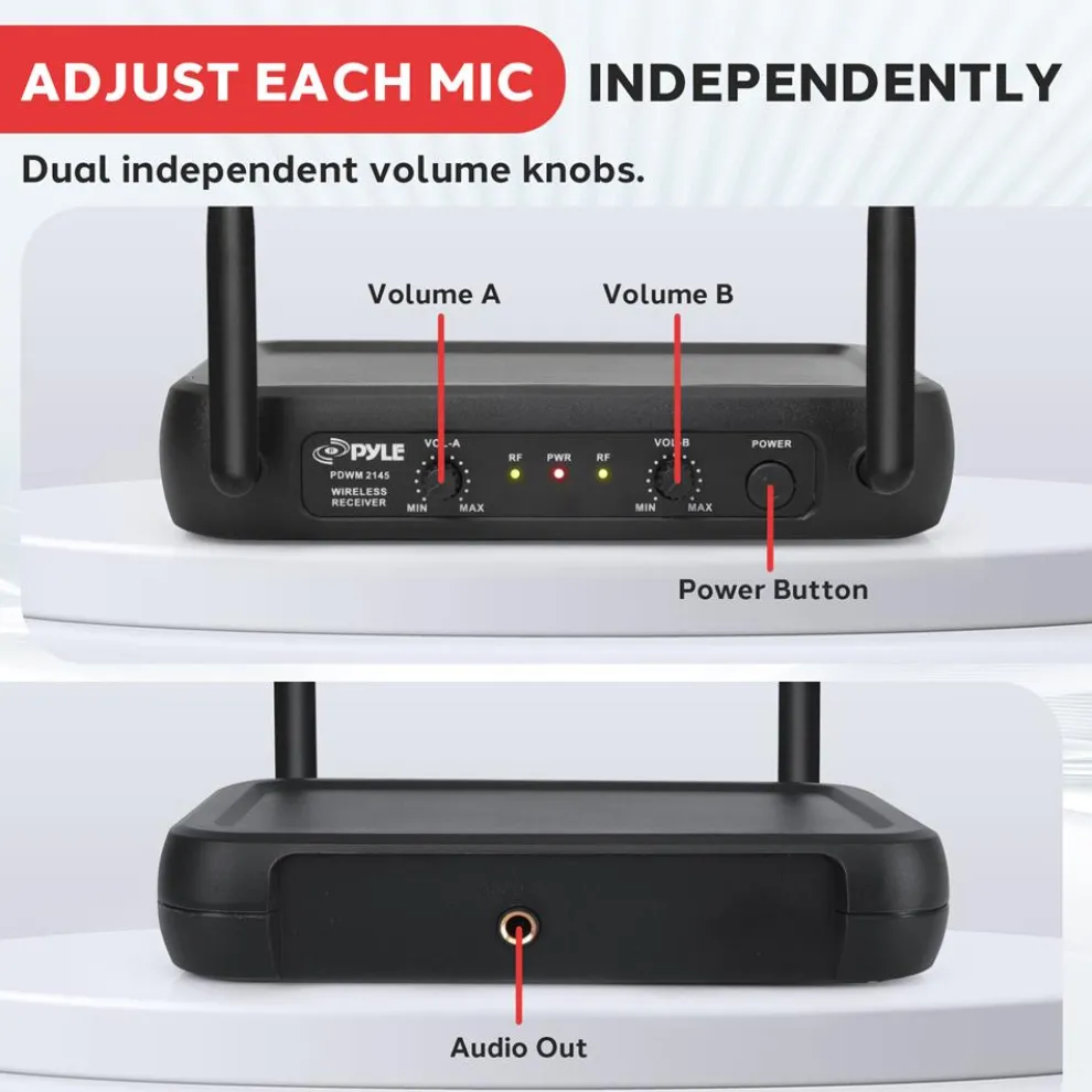 Dual Channel Wireless Mic System - Clear Sound, VHF, 2 Lavalier & Headset