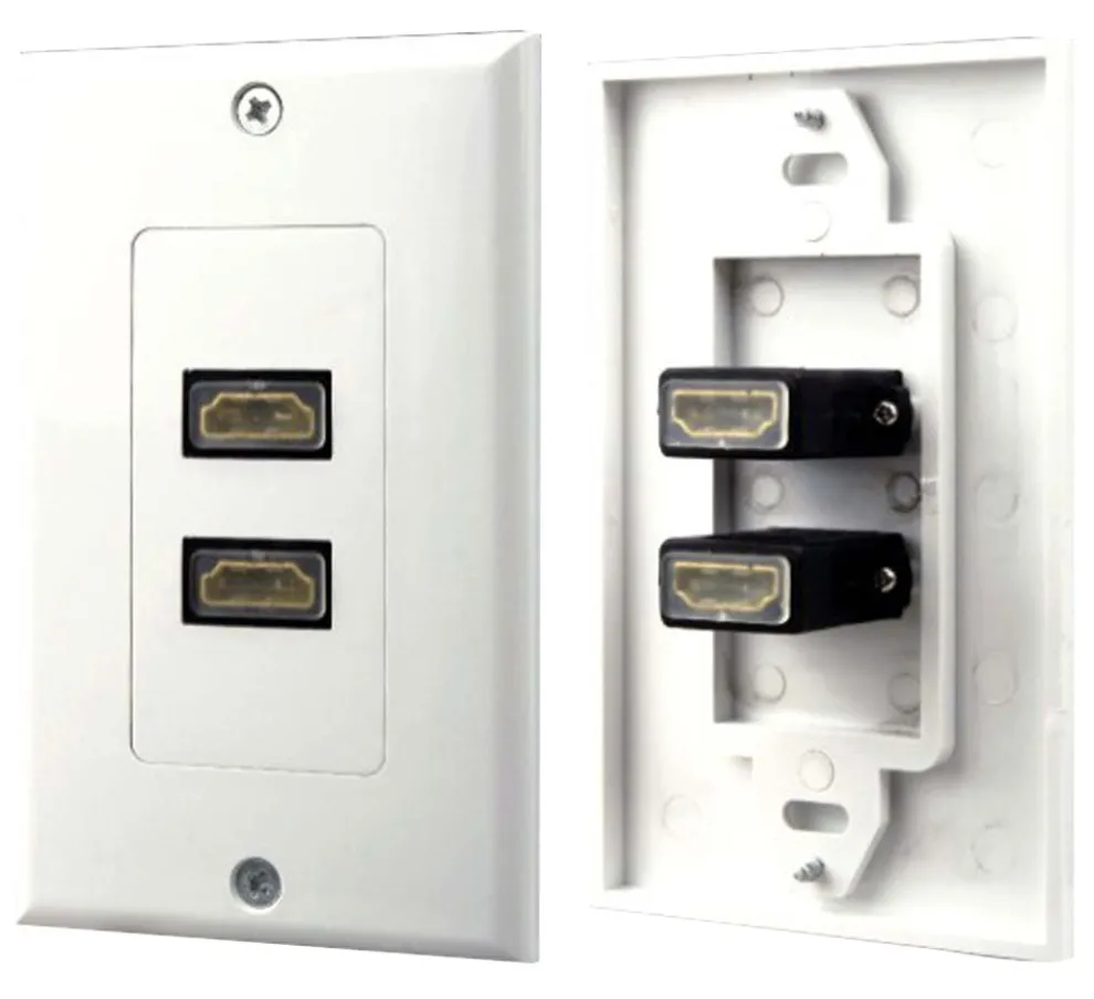 Dual HDMI Wall Plate, High-Def Video, ABS Plastic, White
