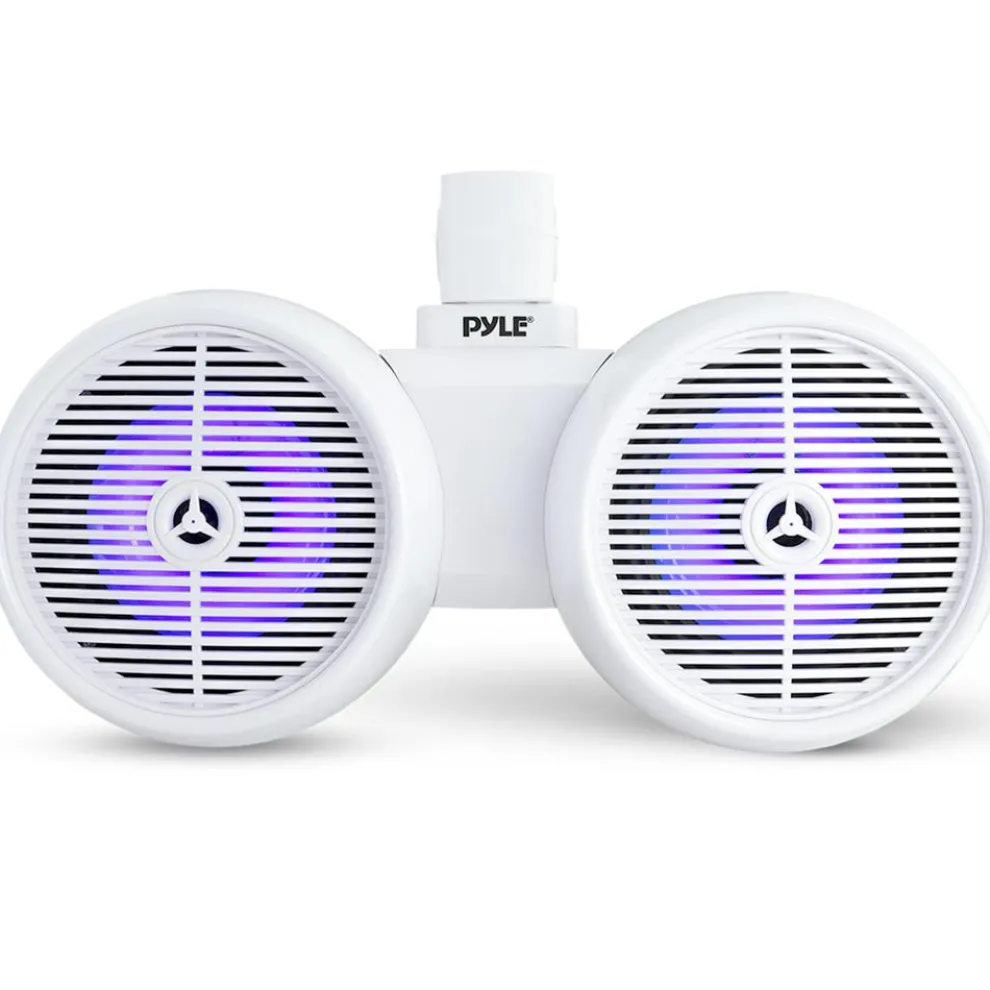 Dual Marine Speakers 300W Waterproof LED 8" White