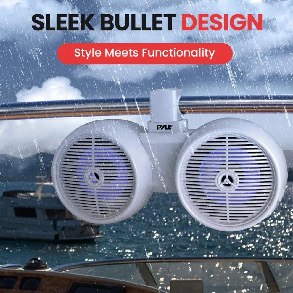 Dual Marine Speakers 300W Waterproof LED 8