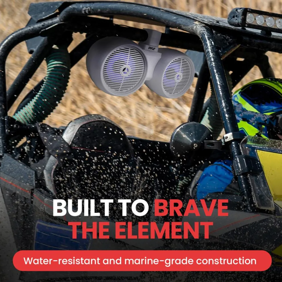 Dual Marine Speakers 300W Waterproof LED 8