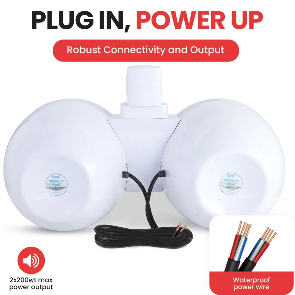 Dual Marine Speakers 300W Waterproof LED 8