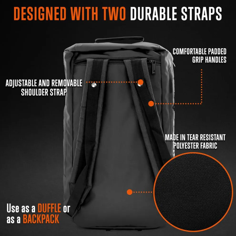 Duffle Bag with USB Port, Tear-Resistant Polyester, Extra Large, Black