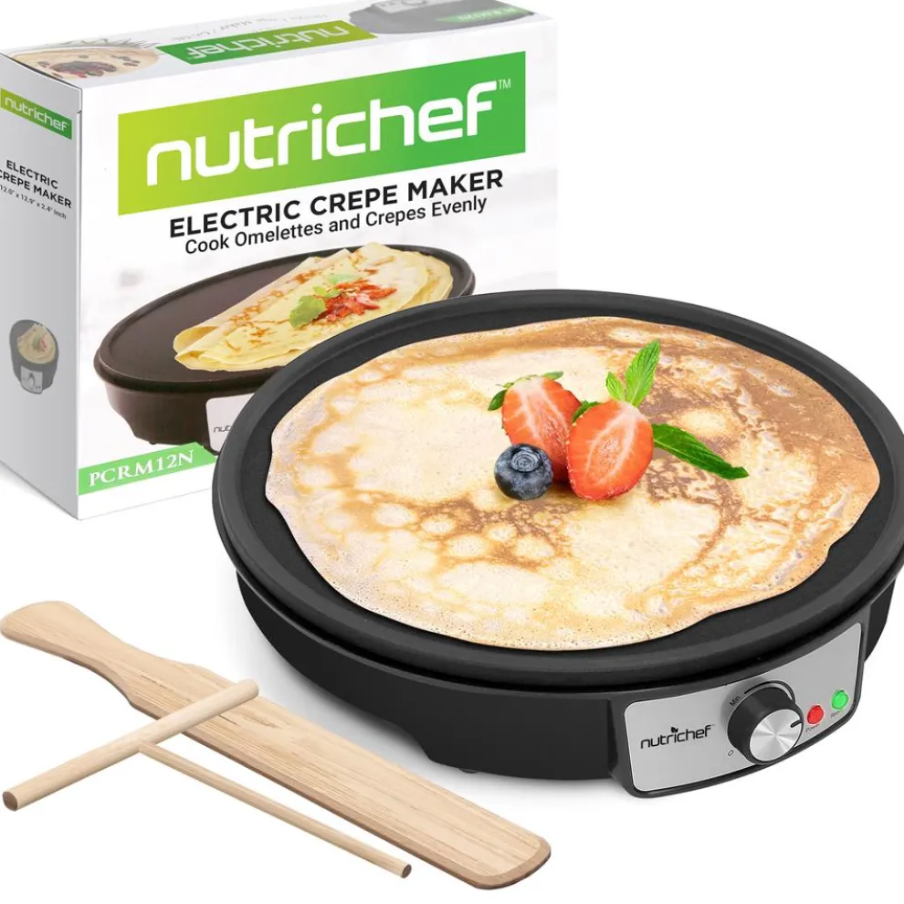 Electric Crepe Maker - Quick Cooking, Nonstick 12" Aluminum Griddle