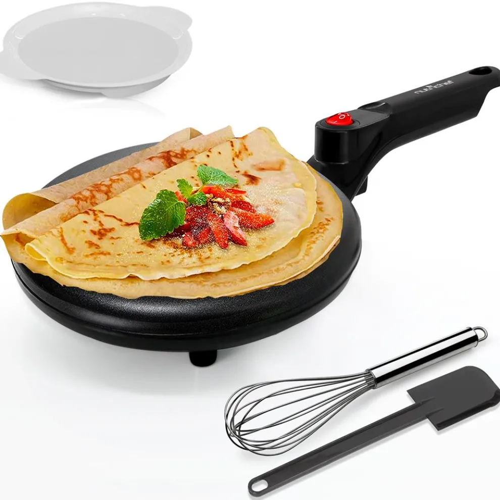 Electric Crepe Maker, Nonstick 8" Griddle, Auto Temp Control, Cool-Touch Handle