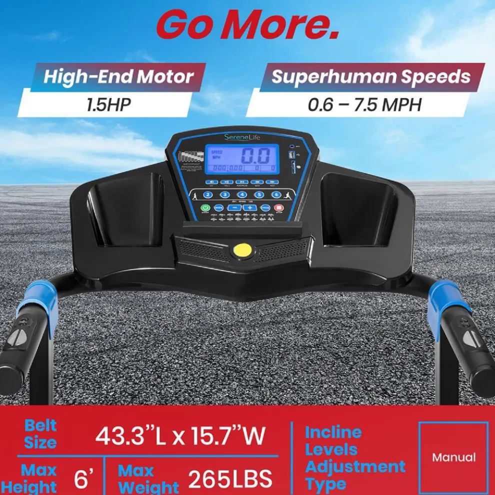 Electric Folding Treadmill, Space-Saving, 1.5 HP, Bluetooth App