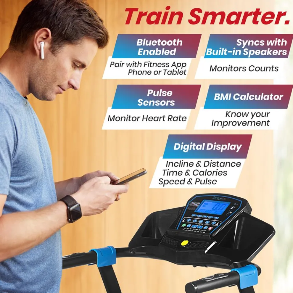 Electric Folding Treadmill, Space-Saving, 1.5 HP, Bluetooth App