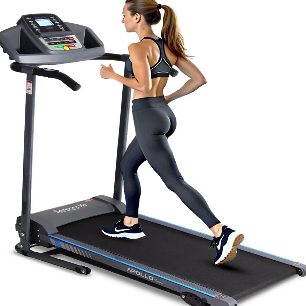 Electric Folding Treadmill, Bluetooth Sync, Manual Incline, Compact Design