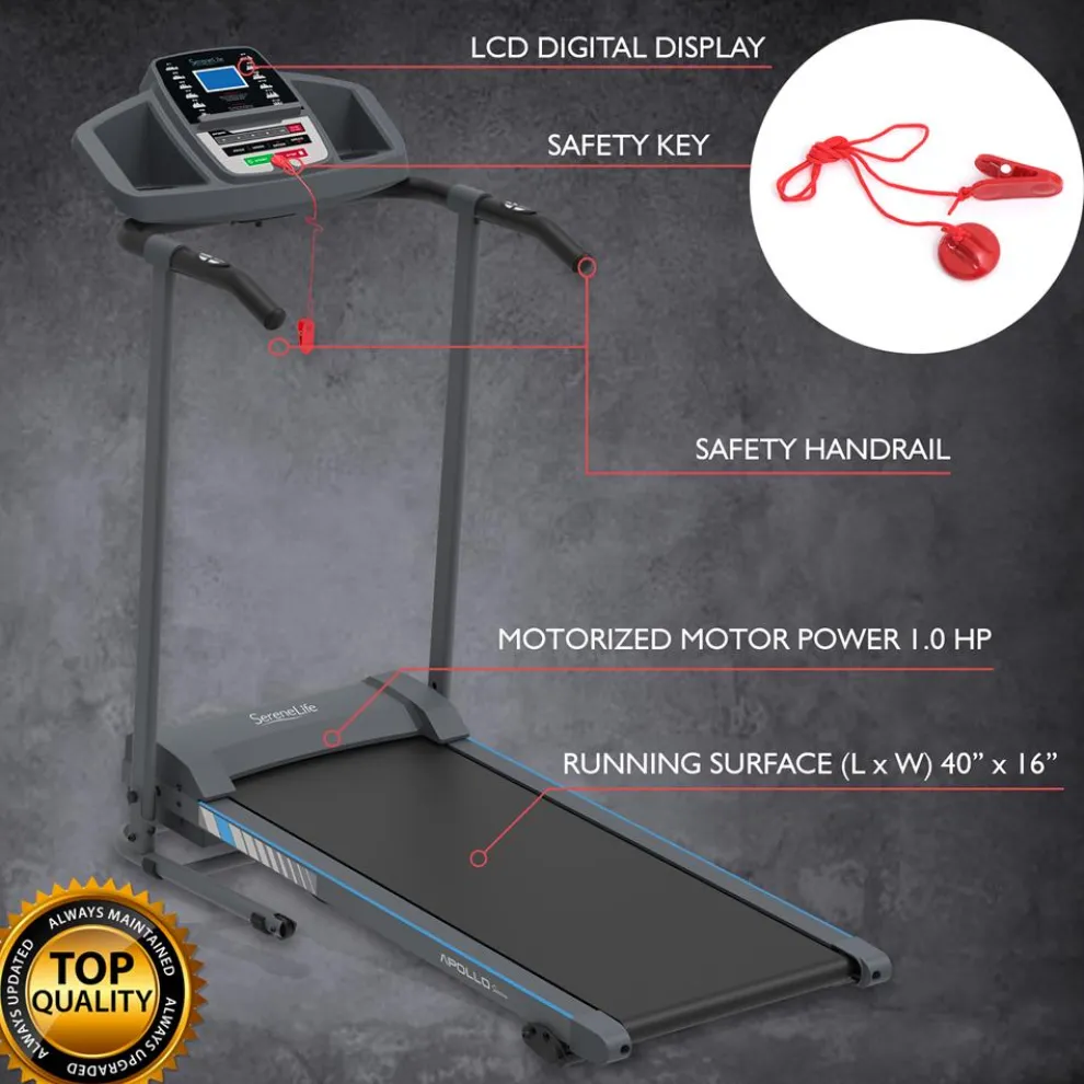 Electric Folding Treadmill, Bluetooth Sync, Manual Incline, Compact Design