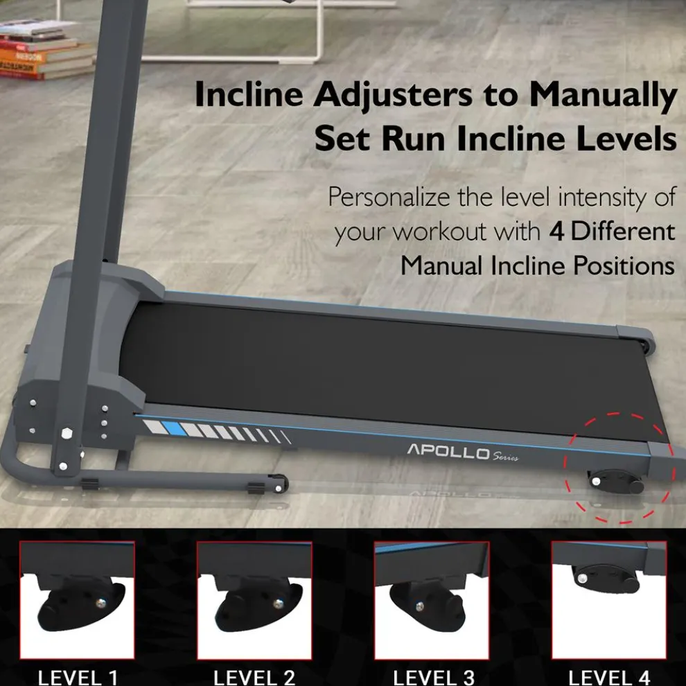 Electric Folding Treadmill, Bluetooth Sync, Manual Incline, Compact Design