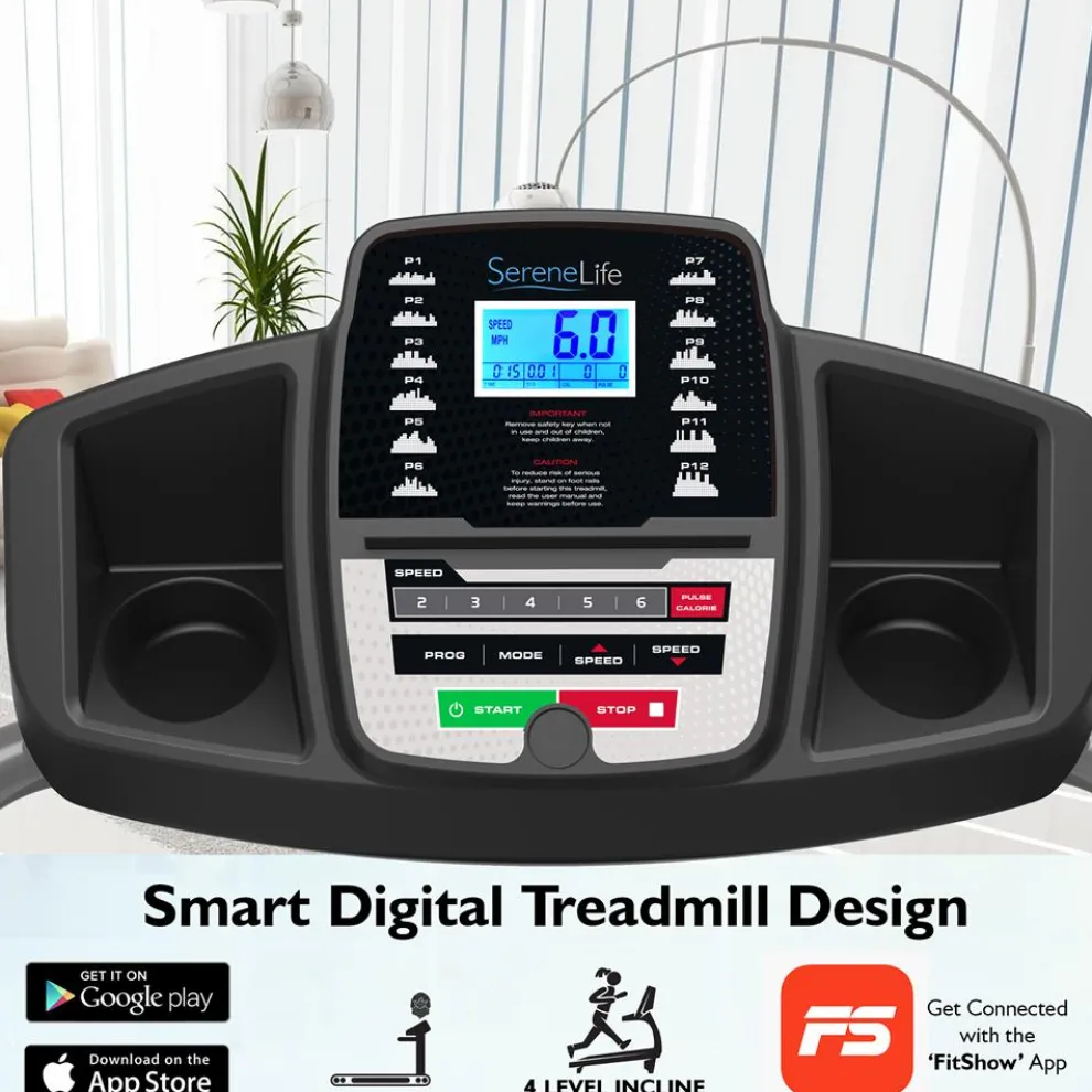 Electric Folding Treadmill, Bluetooth Sync, Manual Incline, Compact Design