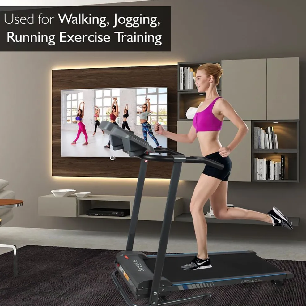 Electric Folding Treadmill, Bluetooth Sync, Manual Incline, Compact Design