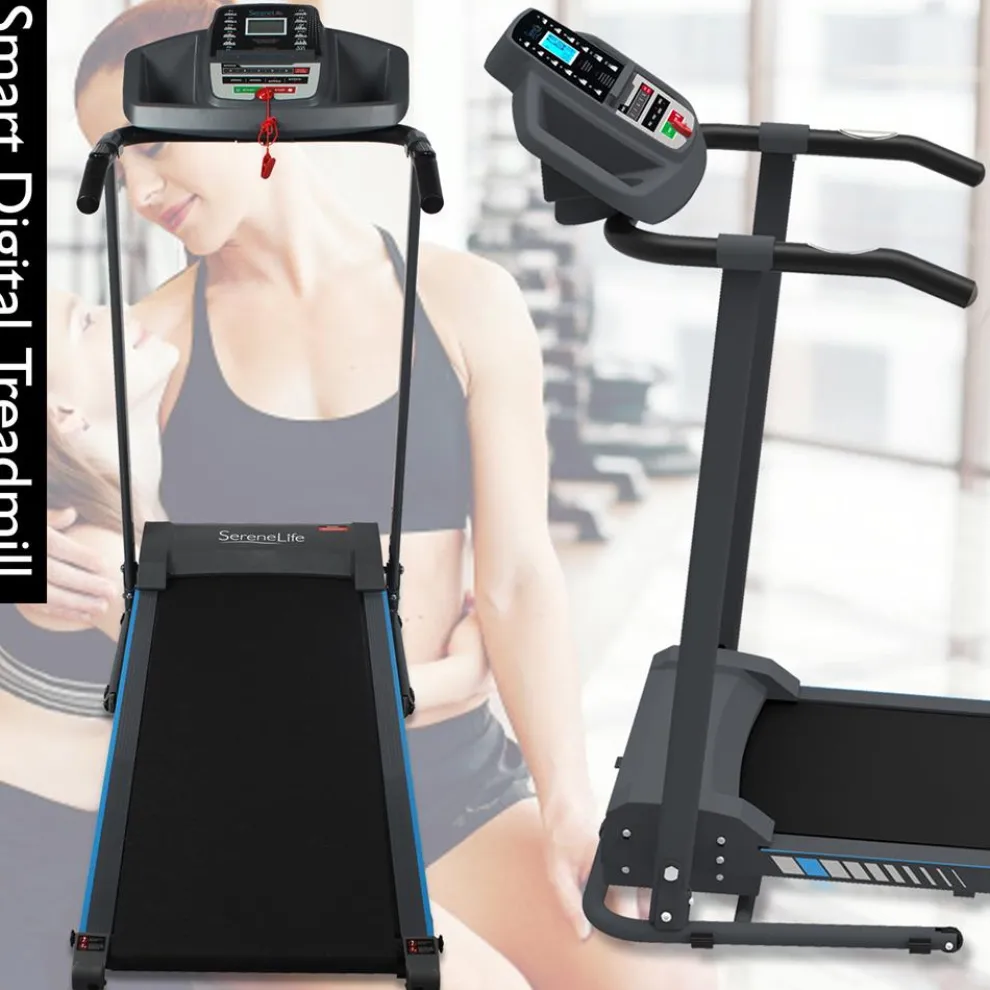 Electric Folding Treadmill, Bluetooth Sync, Manual Incline, Compact Design