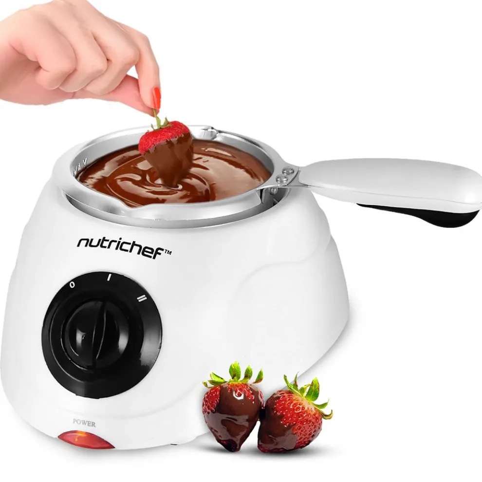 Electric Fondue Pot, Keeps Chocolate Warm, 8.8 Oz, White