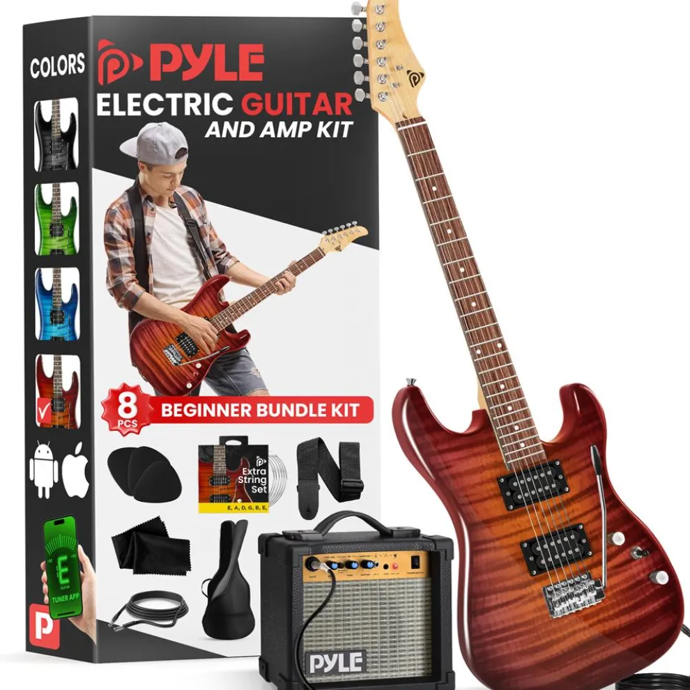 Electric Guitar Set with Amp, Full Size, 6-String, Glossy Finish