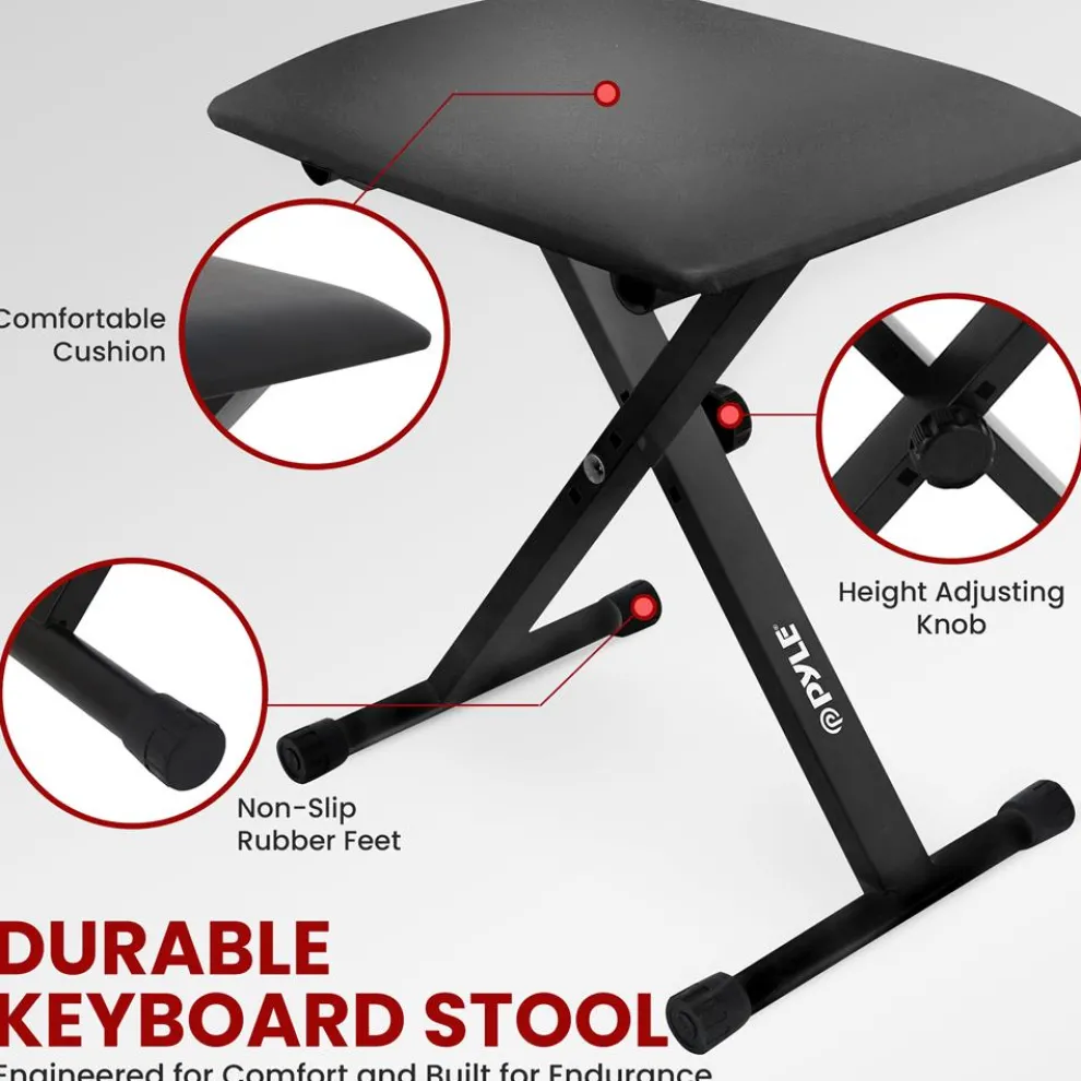 Electric Keyboard Accessory Set, Adjustable Stand, Iron, Black