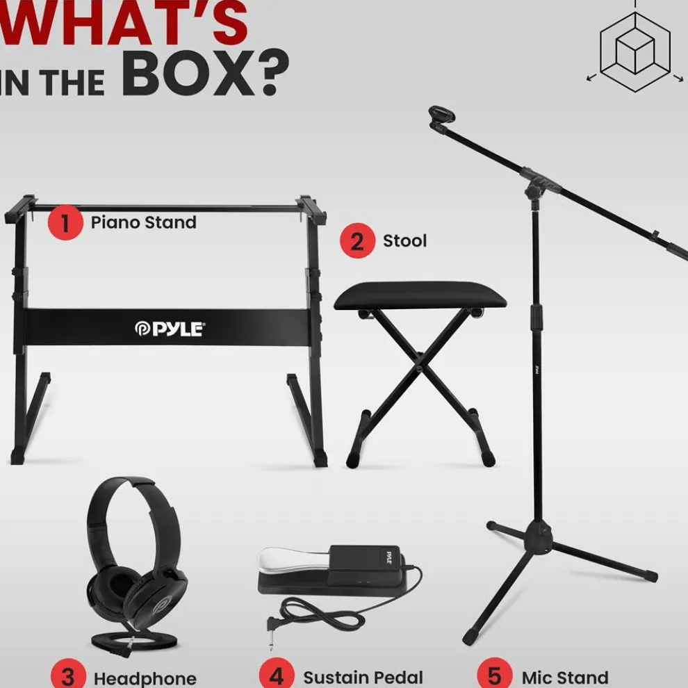 Electric Keyboard Accessory Set, Adjustable Stand, Iron, Black