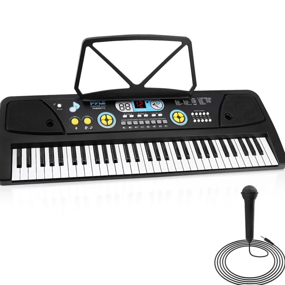 Electric Keyboard 61-Key Portable Karaoke Piano with Mic & Speakers