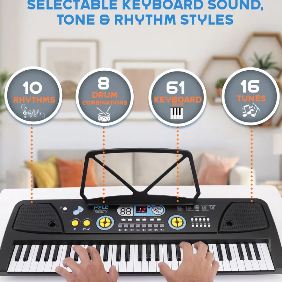 Electric Keyboard 61-Key Portable Karaoke Piano with Mic & Speakers