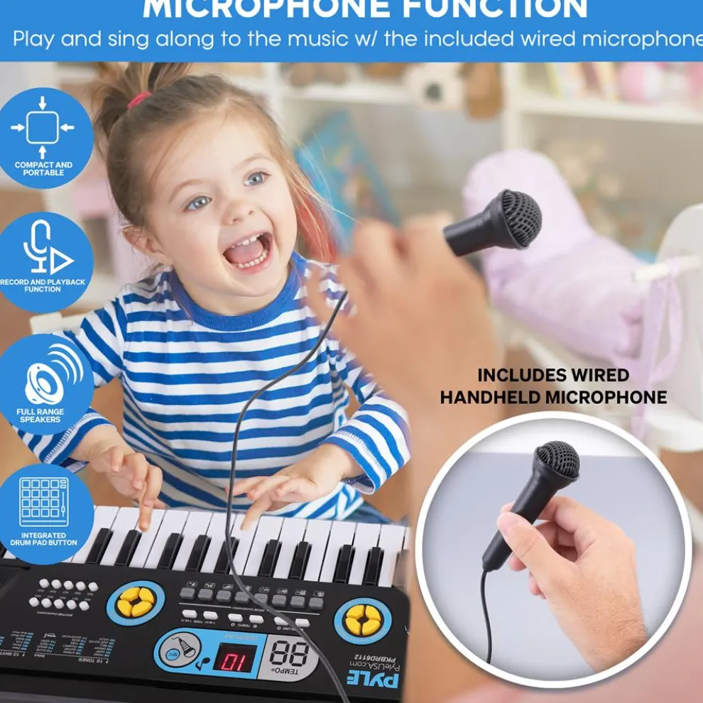 Electric Keyboard 61-Key Portable Karaoke Piano with Mic & Speakers