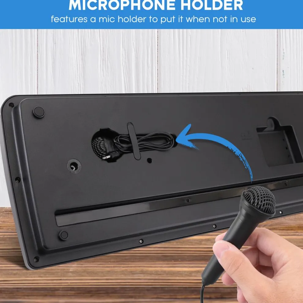 Electric Keyboard 61-Key Portable Karaoke Piano with Mic & Speakers