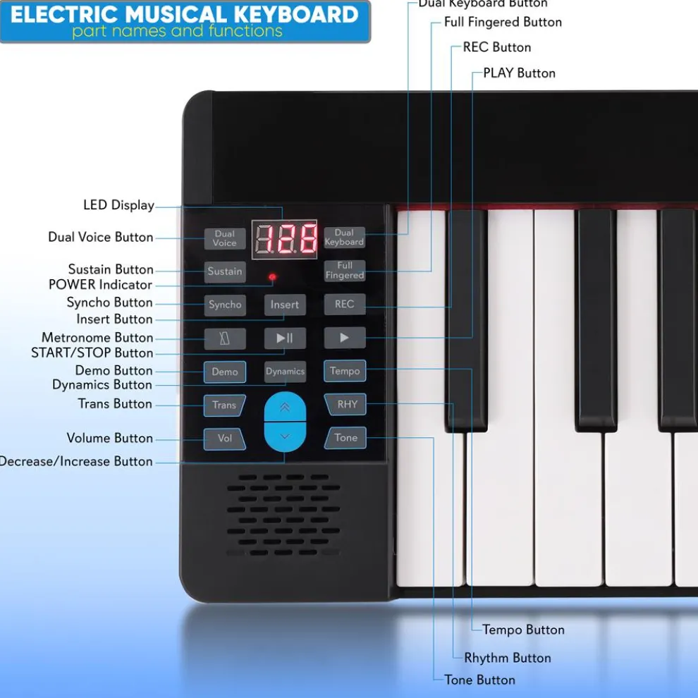Electric Keyboard Piano 88 Keys Portable Foldable Bluetooth 128 Tones