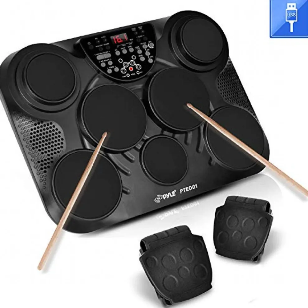 Electronic Drum Set, Portable, 7 Touch Pads, USB/MIDI, 600 Sounds
